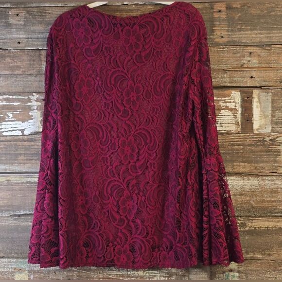 L&B WOMENS LaceTop WITH LINING Burgundy 2X NWT - Picture 2 of 4